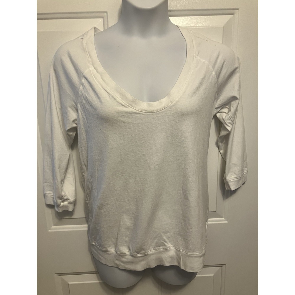 Standard James Perse XL Sz 3 Long Sleeve‎ T Shirt Scoop Neck White Supima Cotton